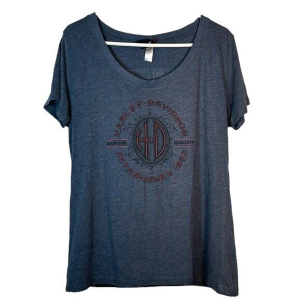 Harley Davidson Legendary Motorcycle Bravado Shirt Navy Size XXL #0922-AZ